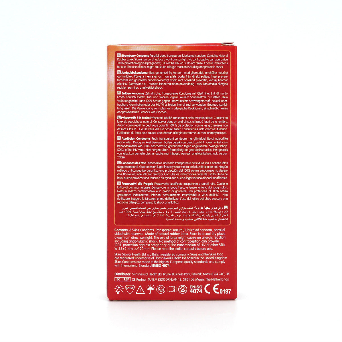 Skins Strawberry Premium Condoms - 8 Pack - back view