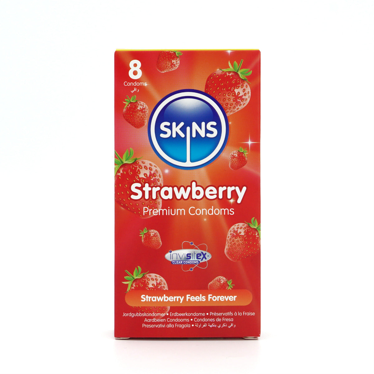 Skins Strawberry Premium Condoms - 8 Pack - front view