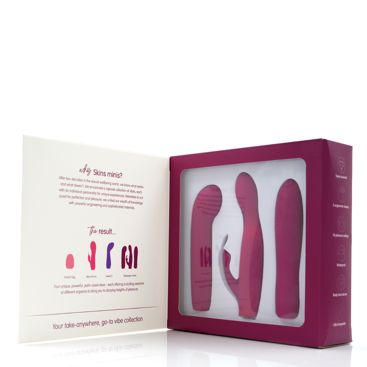 Minis - Massage A Trois in Pink – with retail packaging