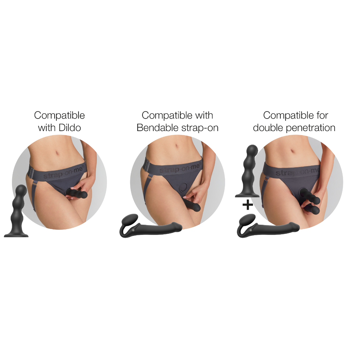 Strap On Me Unique Harness in Grey – compatibility detail 