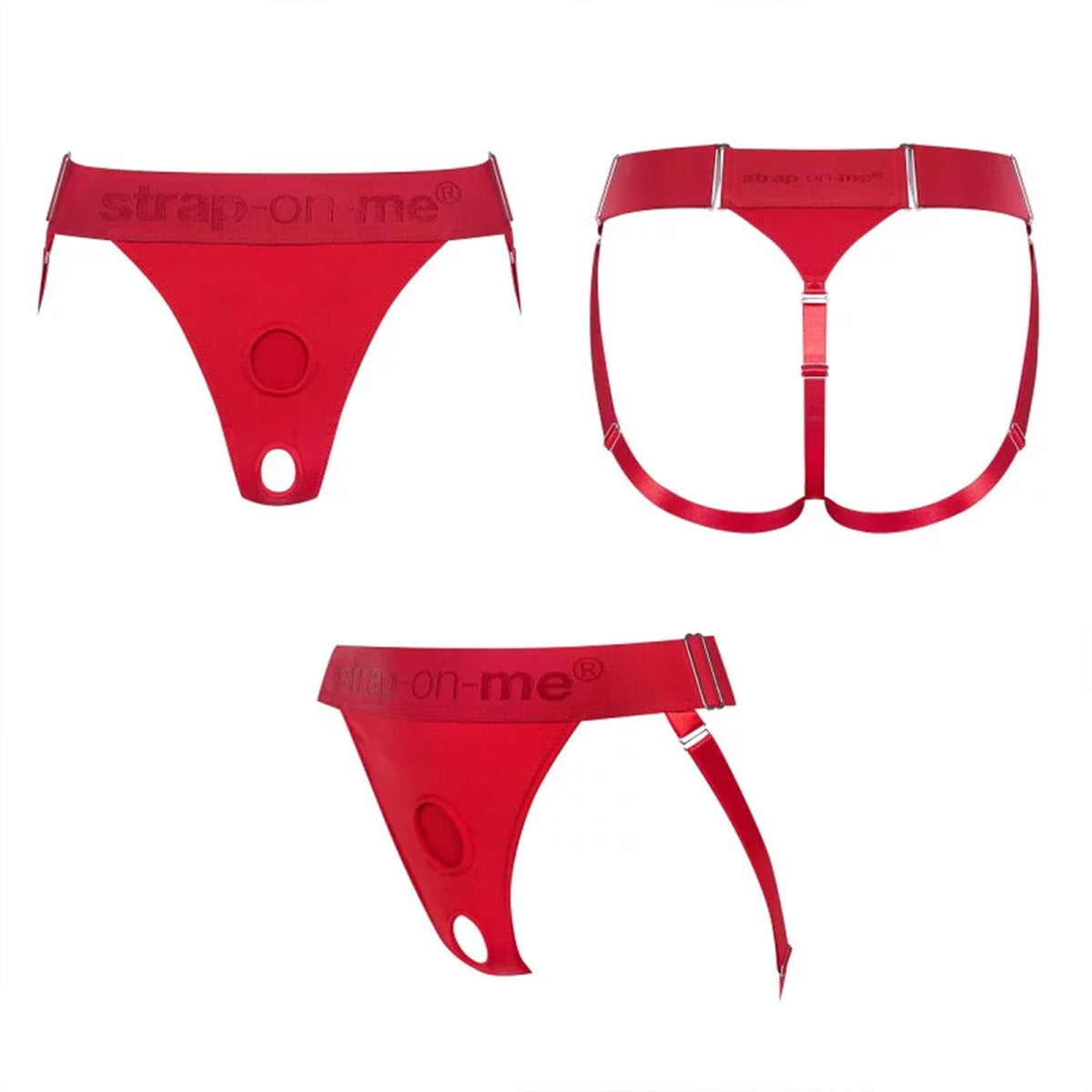 Strap On Me Unique Harness in Red – product detail view 