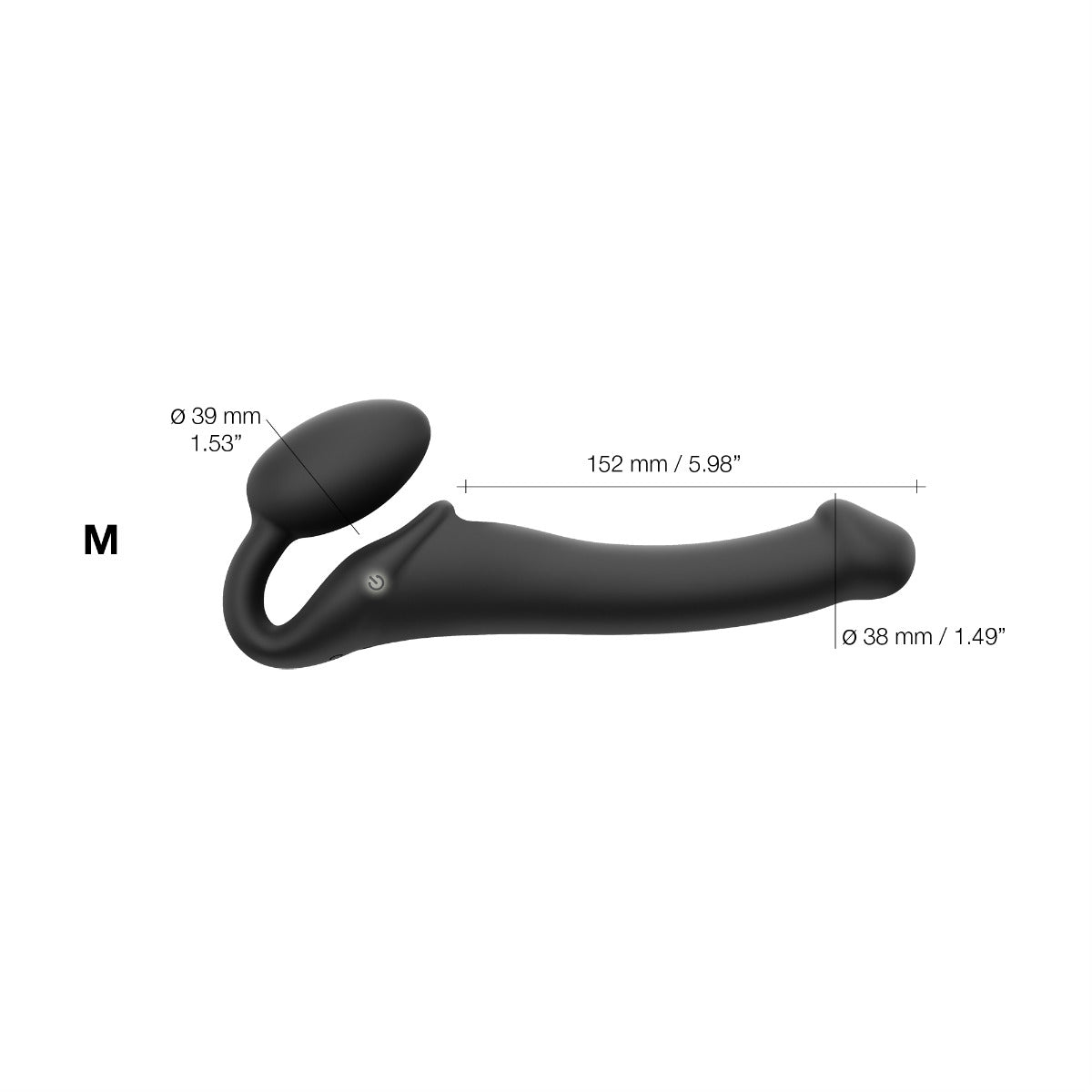 3-Motor Remote-Controlled Vibrating Strap-On - Size M in Black – size guide 