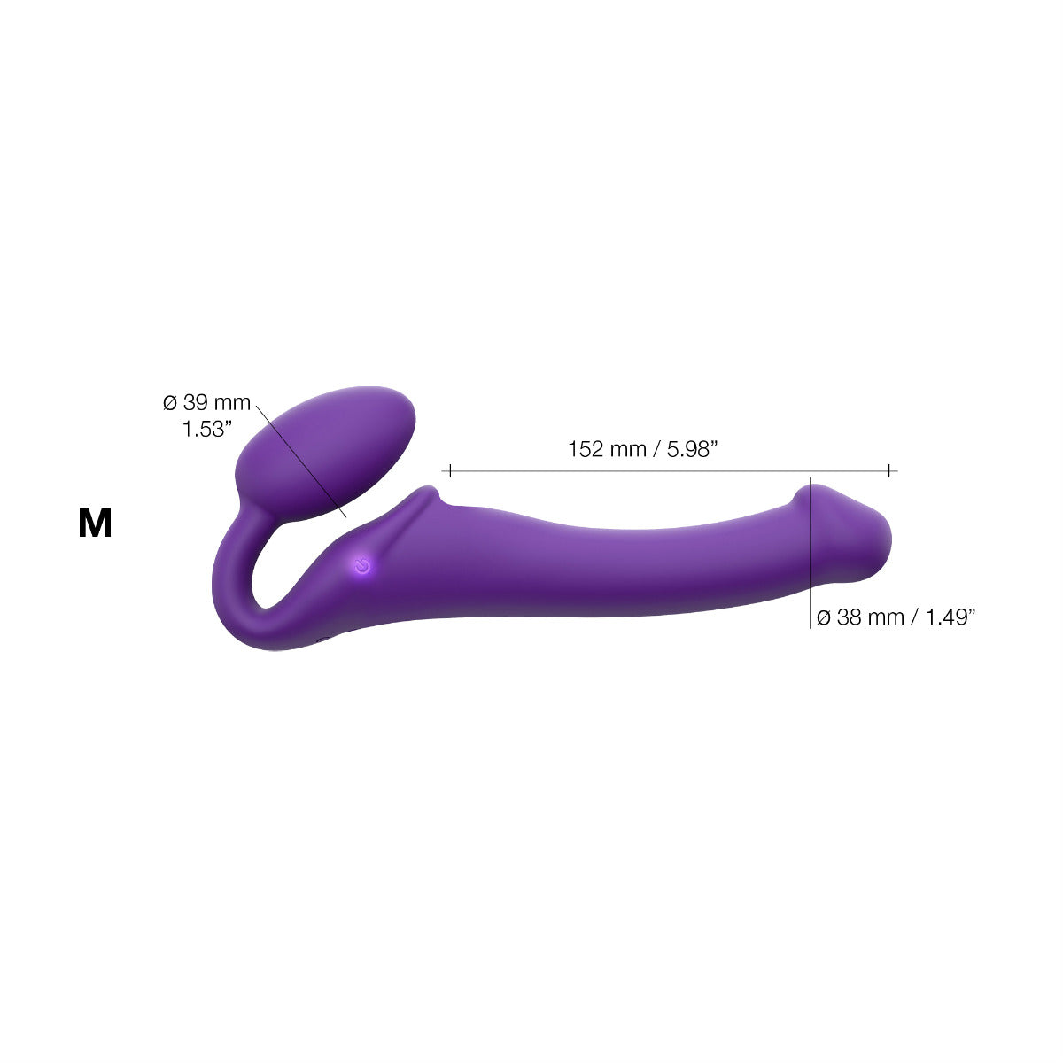 3-Motor Remote-Controlled Vibrating Strap-On - Size M in Purple – size guide 
