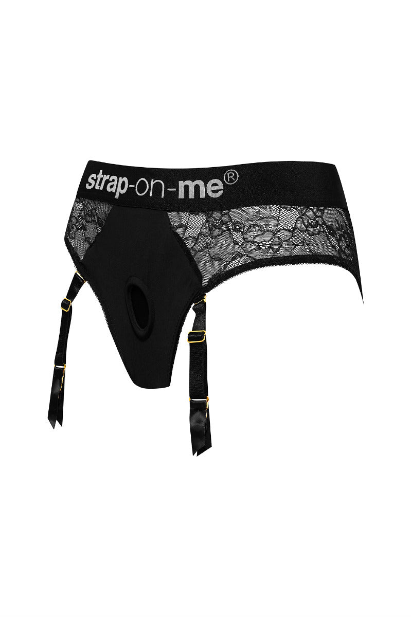 Strap On Me Diva Harness in Black – angled view 