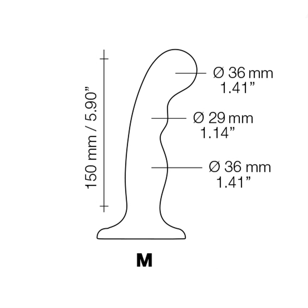 Strap On Me Dildo Plug P&amp;G 6.5" – dimensions