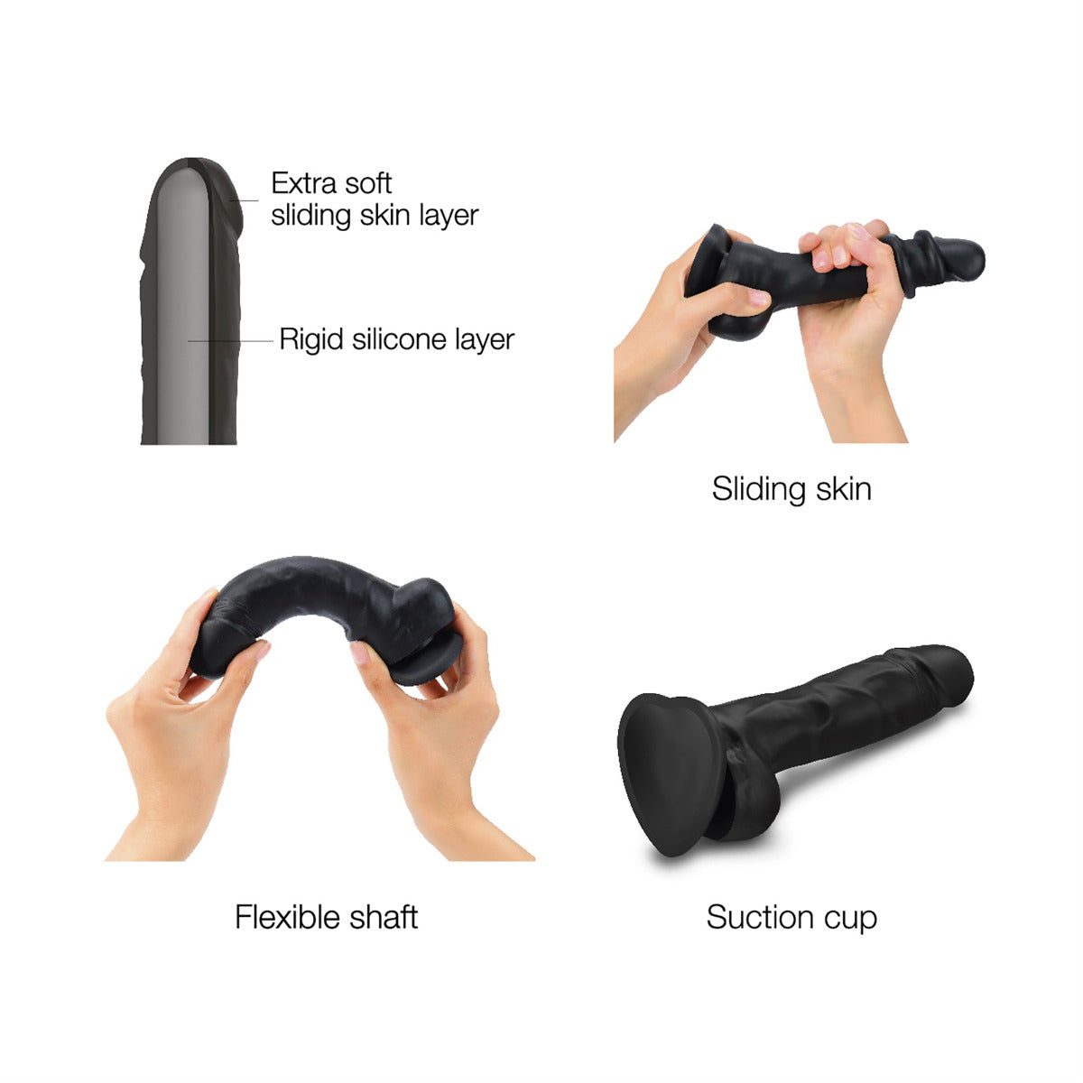 Strap On Me Sliding Skin Realistic Dildo – XL – Black – additional product view 