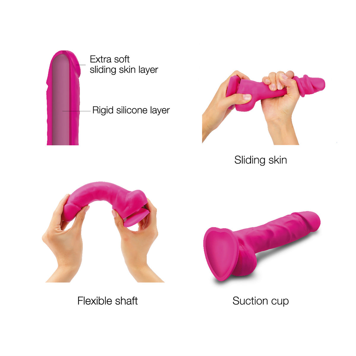 Strap On Me Sliding Skin Realistic Dildo – L – Fuchsia – additional product view 