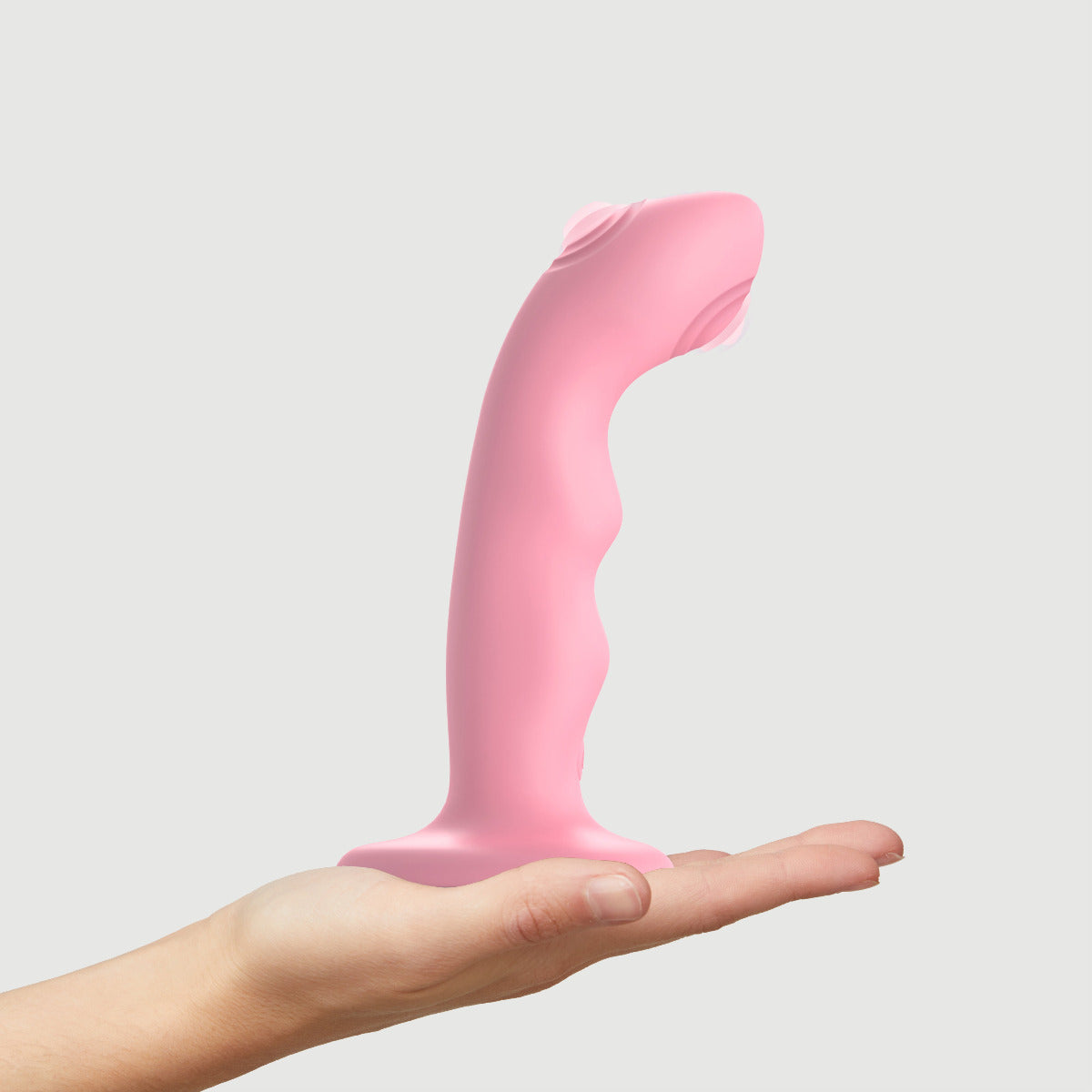 Strap On Me Tapping Dildo Wave 6.5" – Pink – in hand 