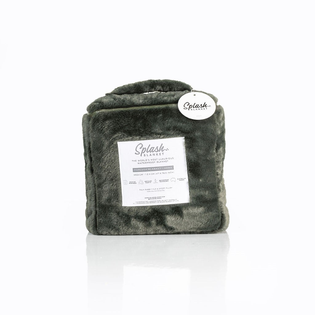 Furlush Waterproof Splash Blanket™ - Army - Small - product detail view 