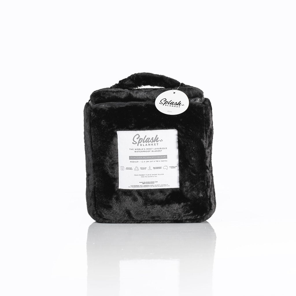 Furlush Waterproof Splash Blanket™ - Black On Black - Small - product detail view 