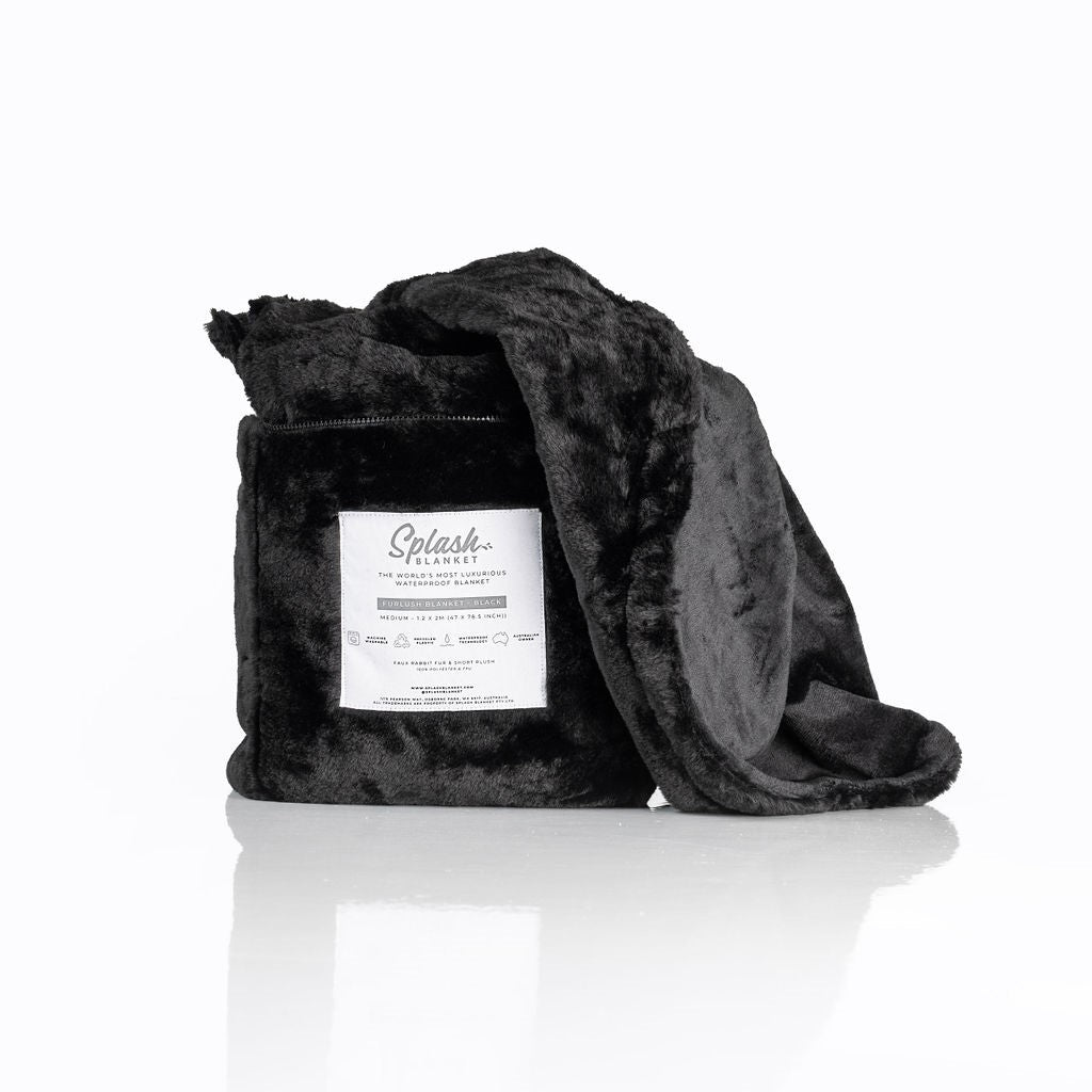 Furlush Waterproof Splash Blanket™ - Black On Black - Medium 