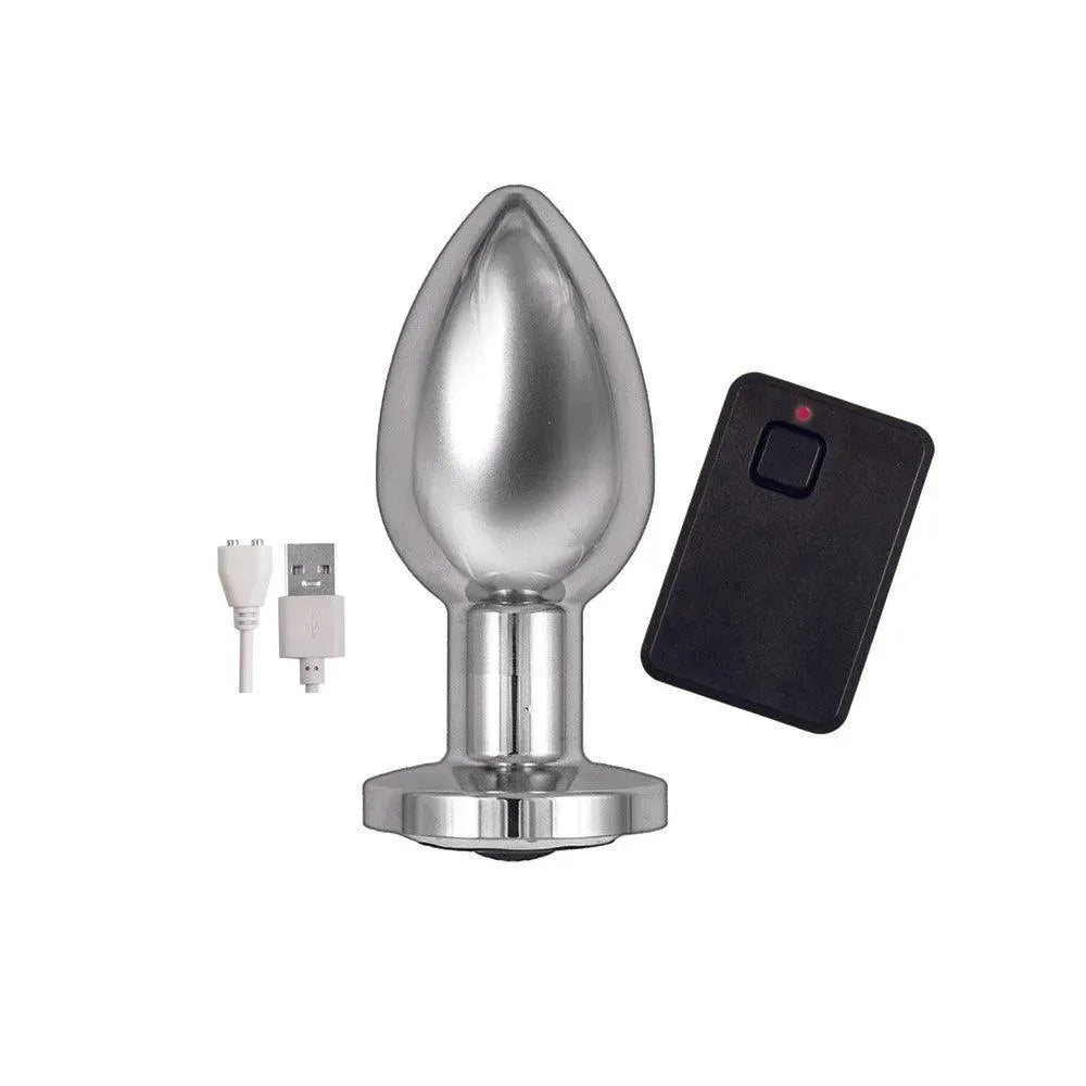 Ass Sation Remote Vibrating Butt Plug Silver - Rapture Works