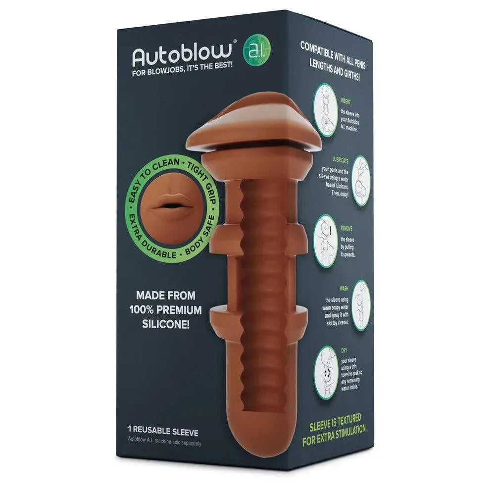 Autoblow A.I Reusable Mouth Sleeve - Flesh Brown - Rapture Works