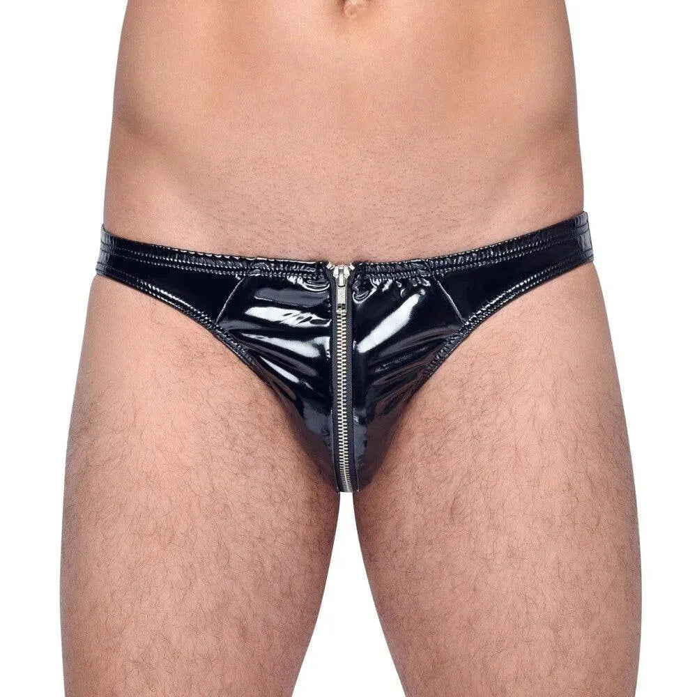 Black Level Vinyl Briefs With Zip Black - Rapture Works