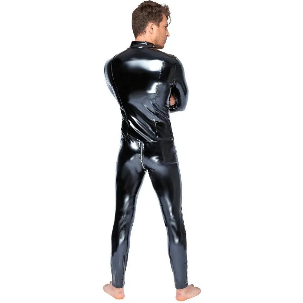 Black Level Vinyl Jumpsuit With Zip Black - Rapture Works