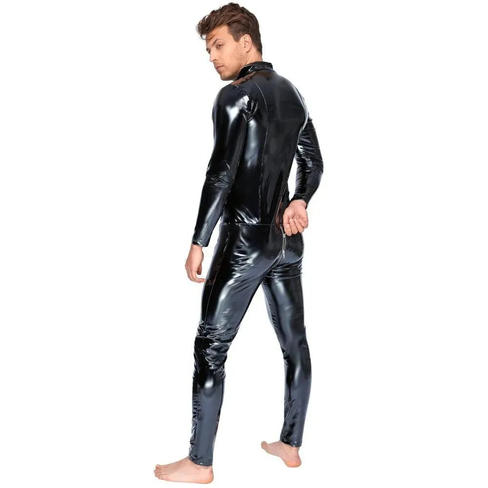 Black Level Vinyl Jumpsuit With Zip Black - Rapture Works