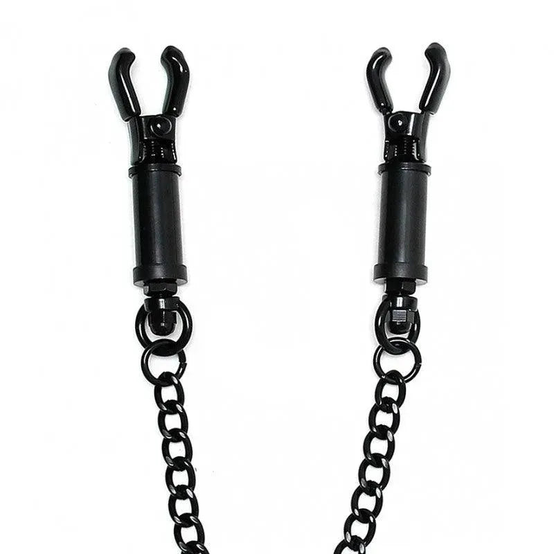 Black Metal Adjustable Nipple Clamps With Chain - Rapture Works