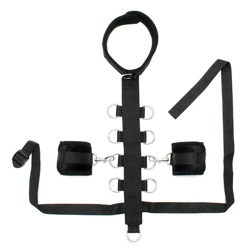 Black Padded Collar With Restraint Line And Cuffs - Rapture Works
