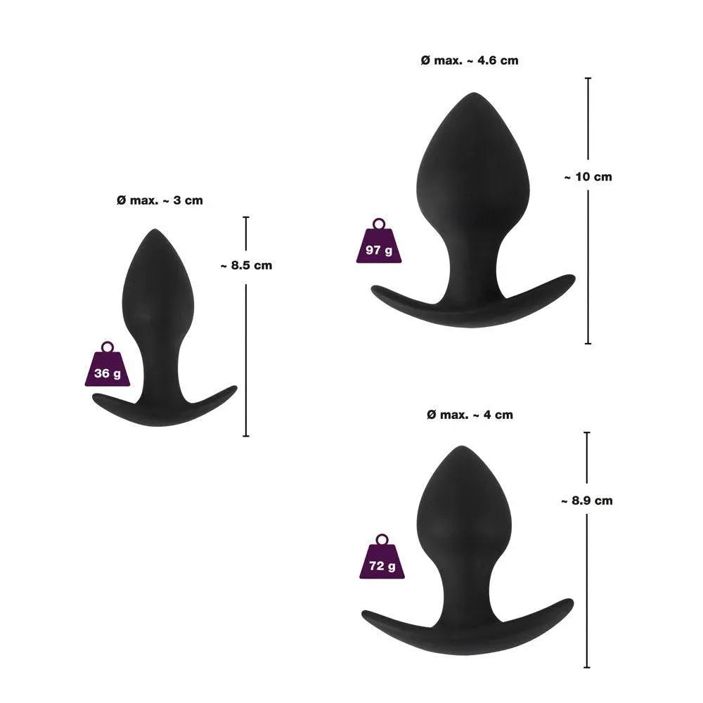 Black Velvet Silicone Three Piece Anal Training Set - Rapture Works