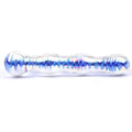 BLUE WAVY GLASS DILDO 7"