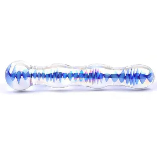 Blue Wavy Glass Dildo - Rapture Works