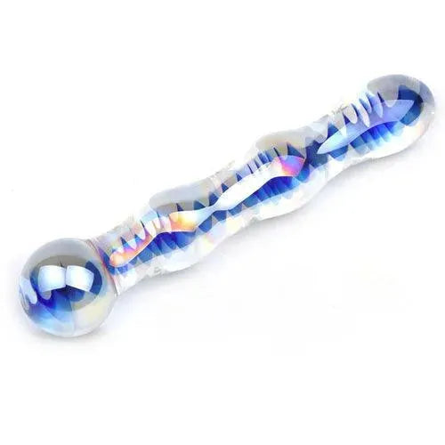 Blue Wavy Glass Dildo - Rapture Works