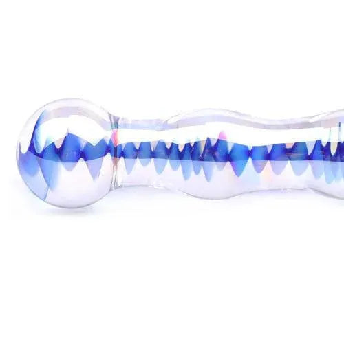Blue Wavy Glass Dildo - Rapture Works