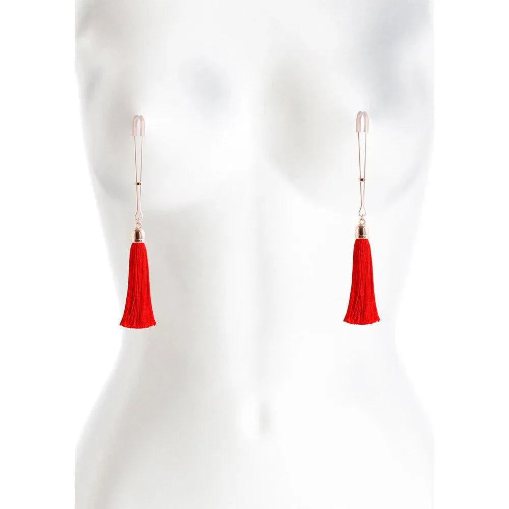 Bound Nipple Clamps Red Tassel - Rapture Works