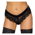CROTCH CHAIN LACE PANTY - BLACK