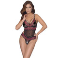 Cottelli Crotchless Body - Black Lace & Powernet with Adjustable Straps