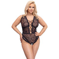 COTTELLI CURVES PLUS SIZE OPEN CROTCH BODY - BLACK
