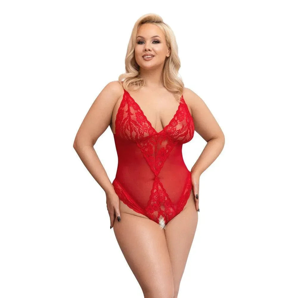 Cottelli Curves Crotchless Body Red - Rapture Works