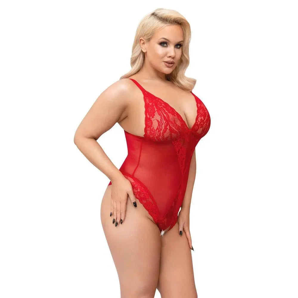 Cottelli Curves Crotchless Body Red - Rapture Works