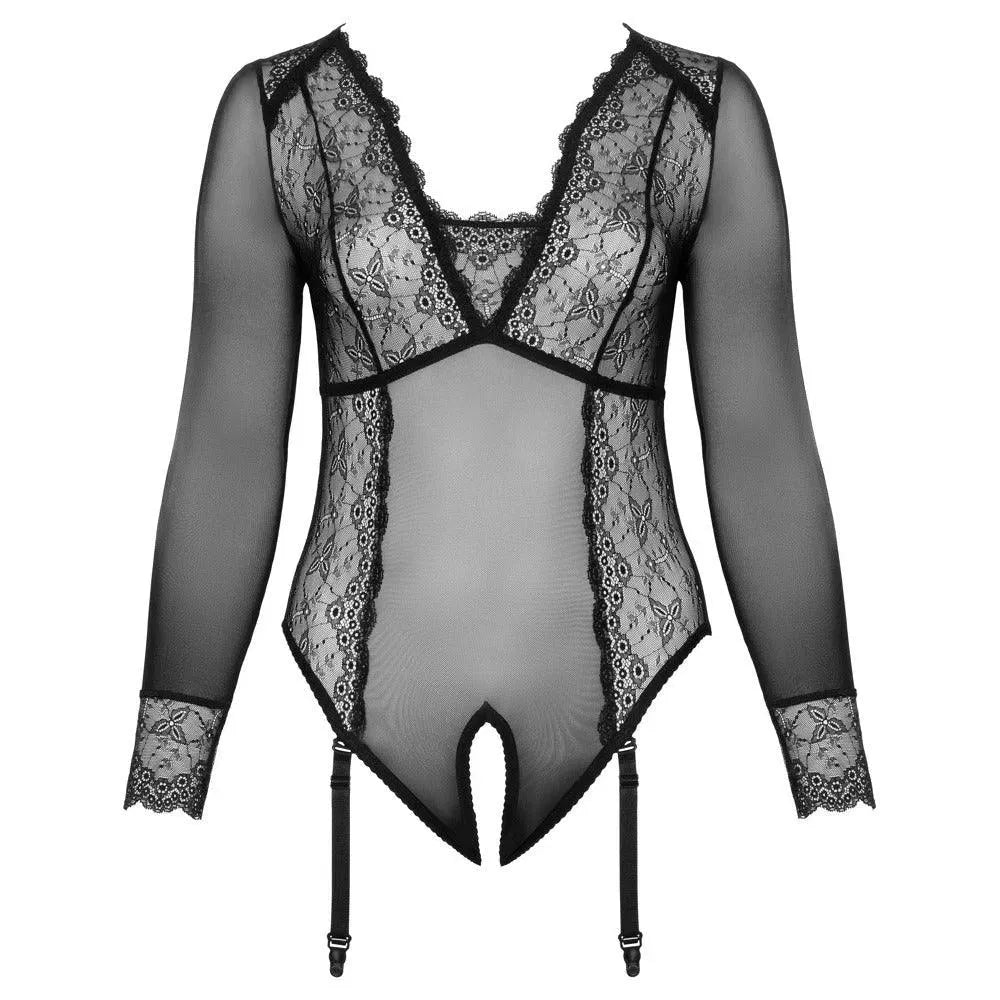 Cottelli Curves Long Sleeved Crotchless Body - Rapture Works