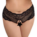 COTTELLI CURVES CROTCHLESS PANTY WITH PEARL CHAIN - BLACK