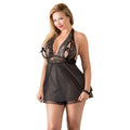 COTTELLI CURVES PLUS SIZE HALTERNECK BABYDOLL - BLACK