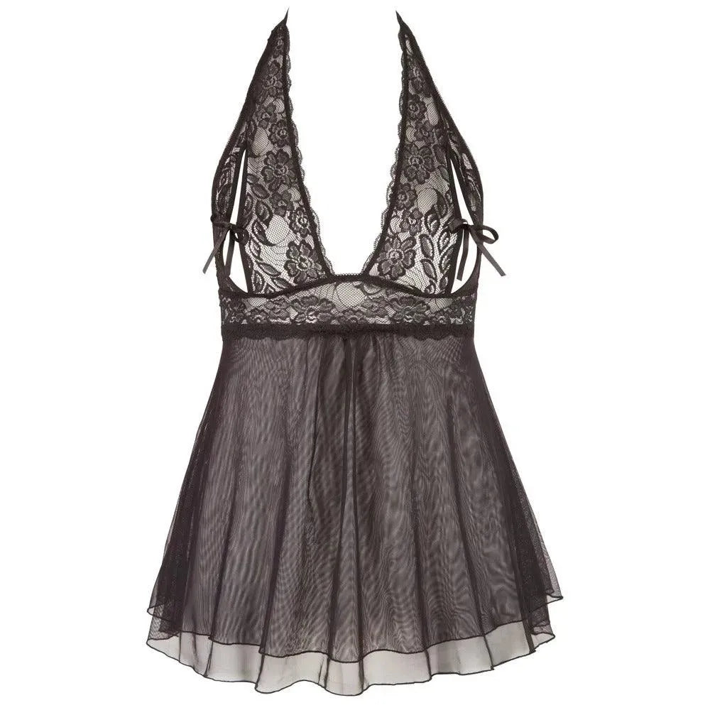 Cottelli Plus Size Halter Neck Babydoll Black - Rapture Works