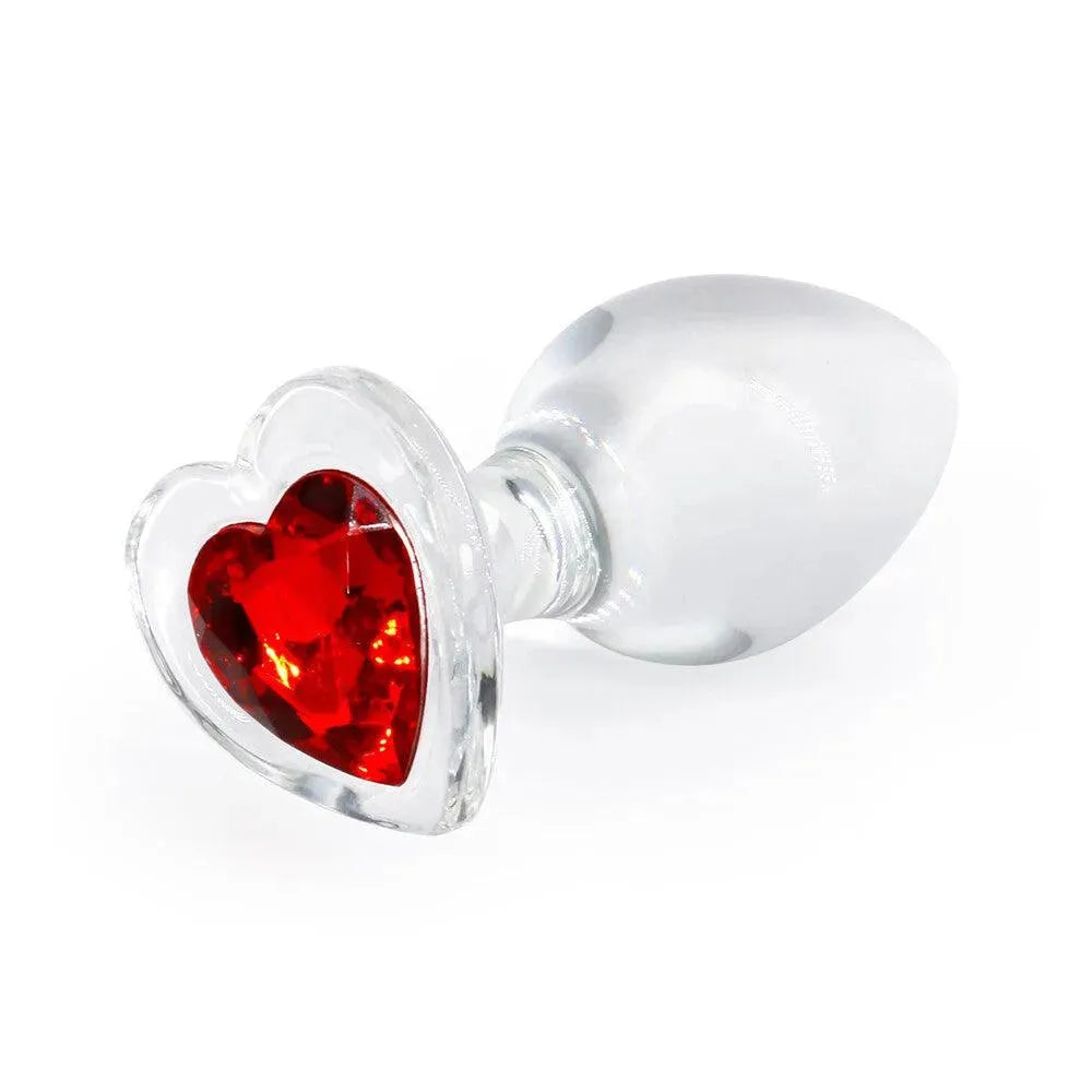 Crystal Desires Glass Heart Medium Butt Plug - Rapture Works