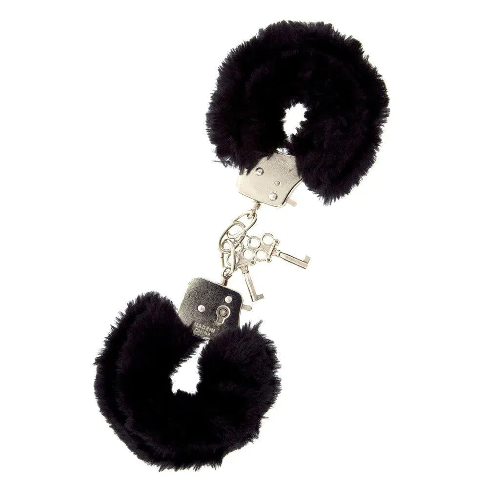 Furry Metal Handcuffs Black - Rapture Works