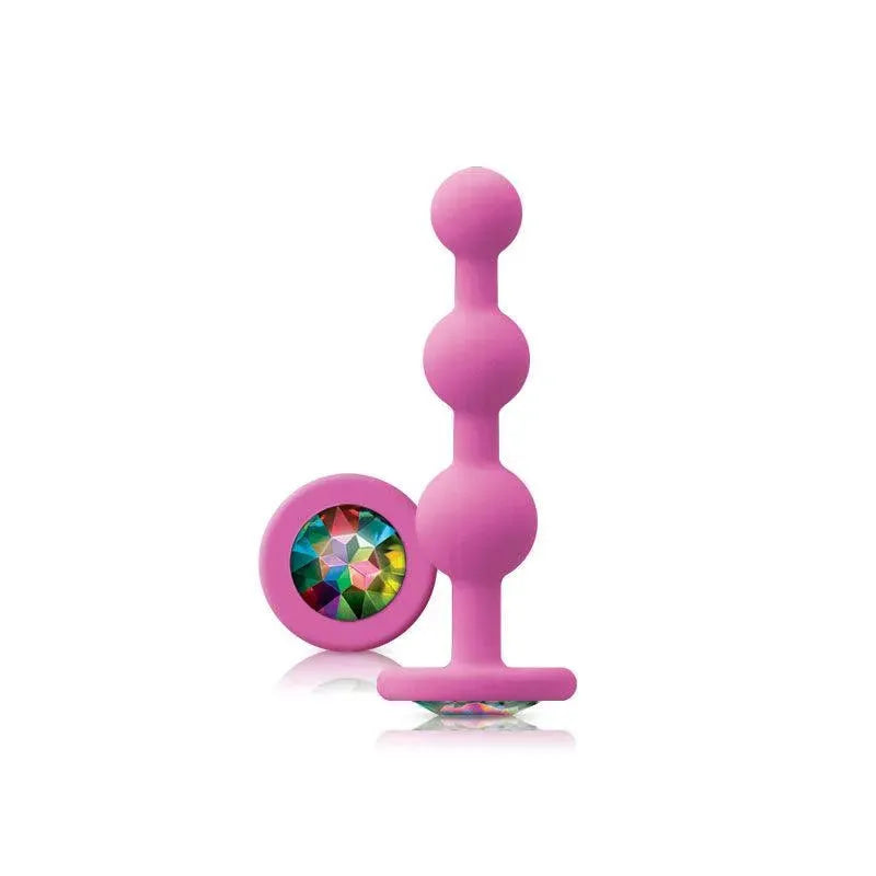 Glams Pink Ripple Anal Plug Rainbow Gem - Rapture Works