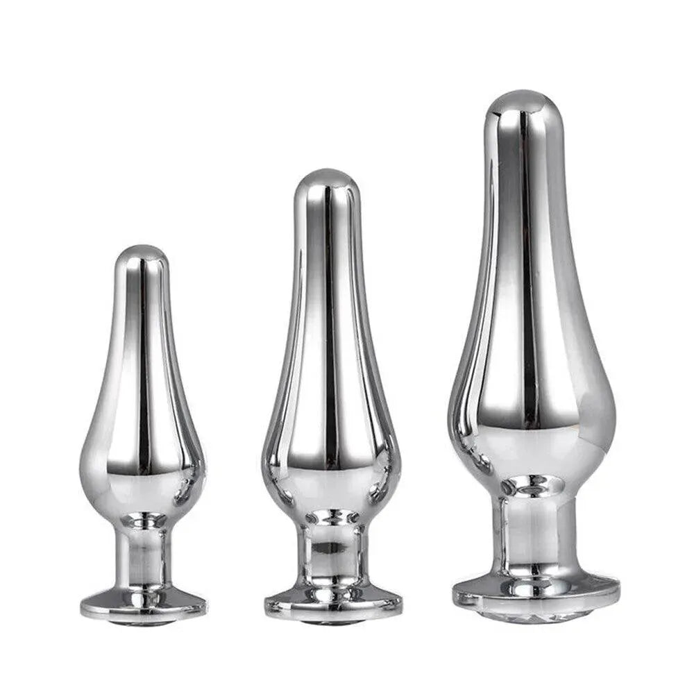 Gleaming Butt Plug Set Silver - Rapture Works