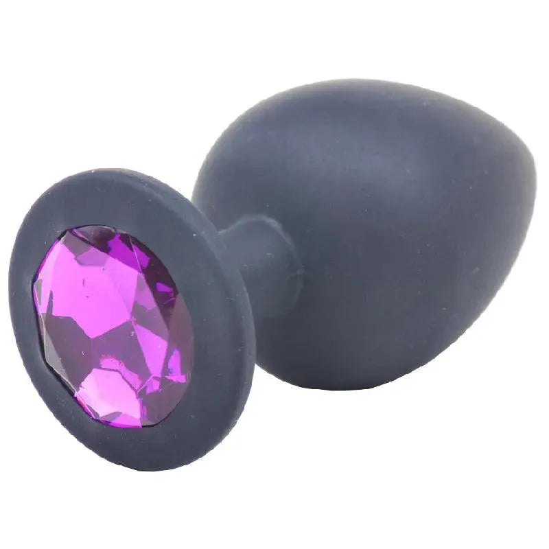 Large Black Jewelled Silicone Butt Plug - Rapture Works