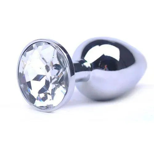 Large Metal Anal Plug With Clear Crystal - Rapture Works