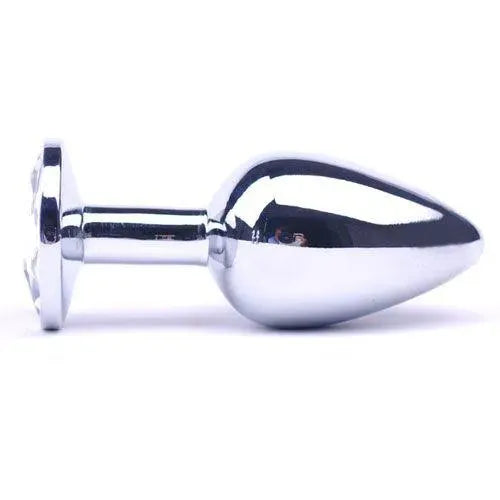 Large Metal Anal Plug With Clear Crystal - Rapture Works