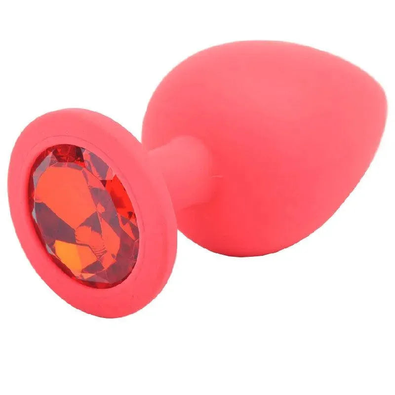 Large Red Jewelled Silicone Butt Plug - Rapture Works