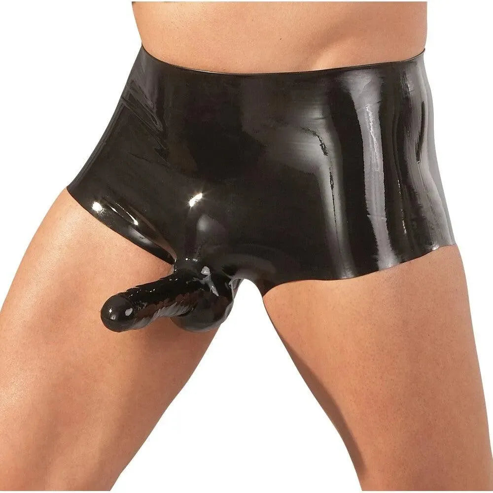 LateX Boxers With Penis Sleeve Black - Rapture Works