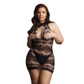 CRISS CROSS NECK MINI DRESS - QUEEN SIZE - BLACK
