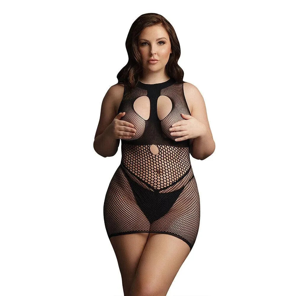 Le Desir Duo Net Open Cup Mini Dress UK 14 to 20 - Rapture Works