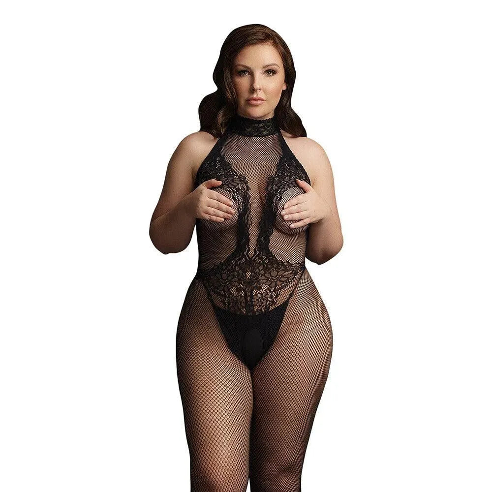 Le Desir Fishnet And Lace Bodystocking UK 14 to 20 - Rapture Works