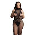 FISHNET & LACE BODYSTOCKING - QUEEN SIZE - BLACK